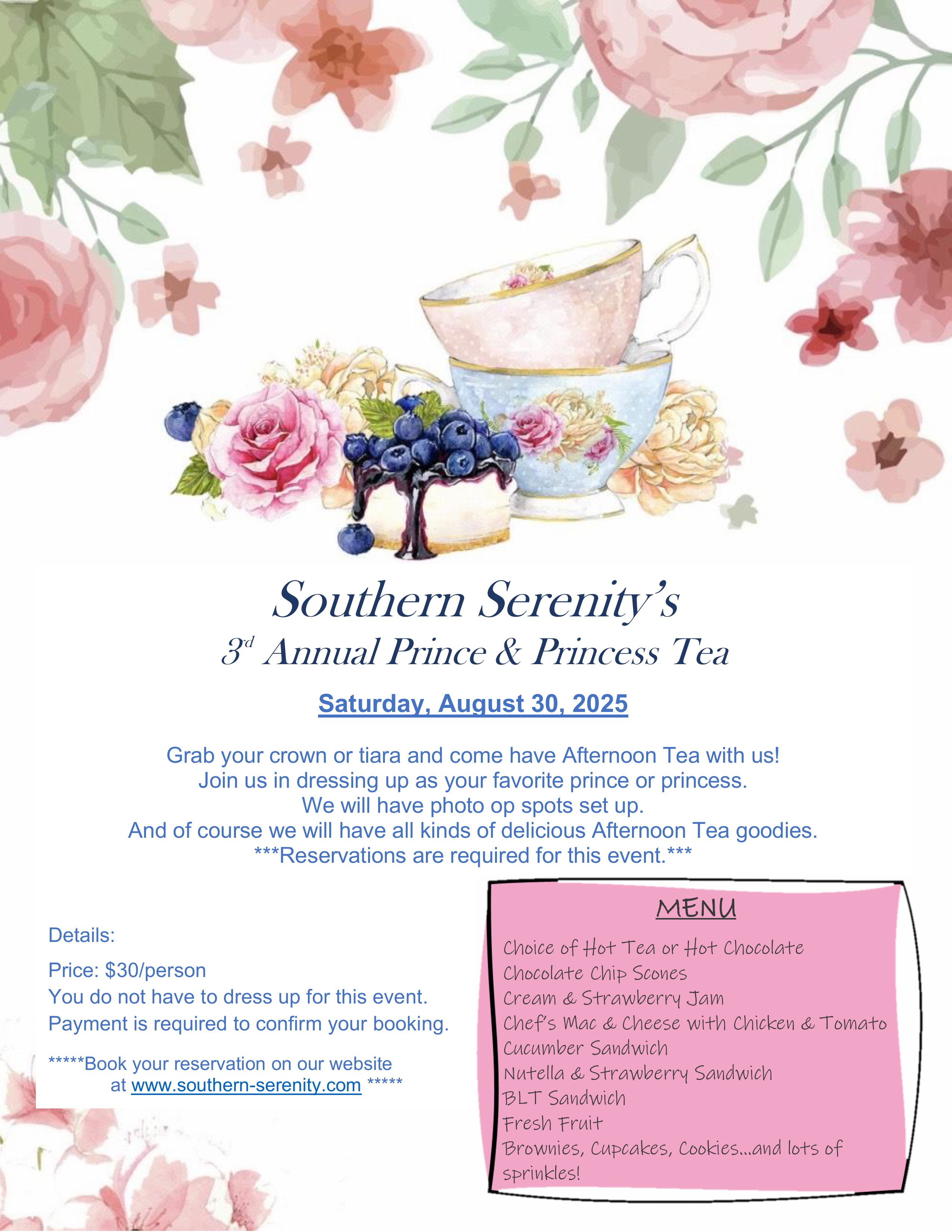 3rd Annual Prince & Princess Tea Event