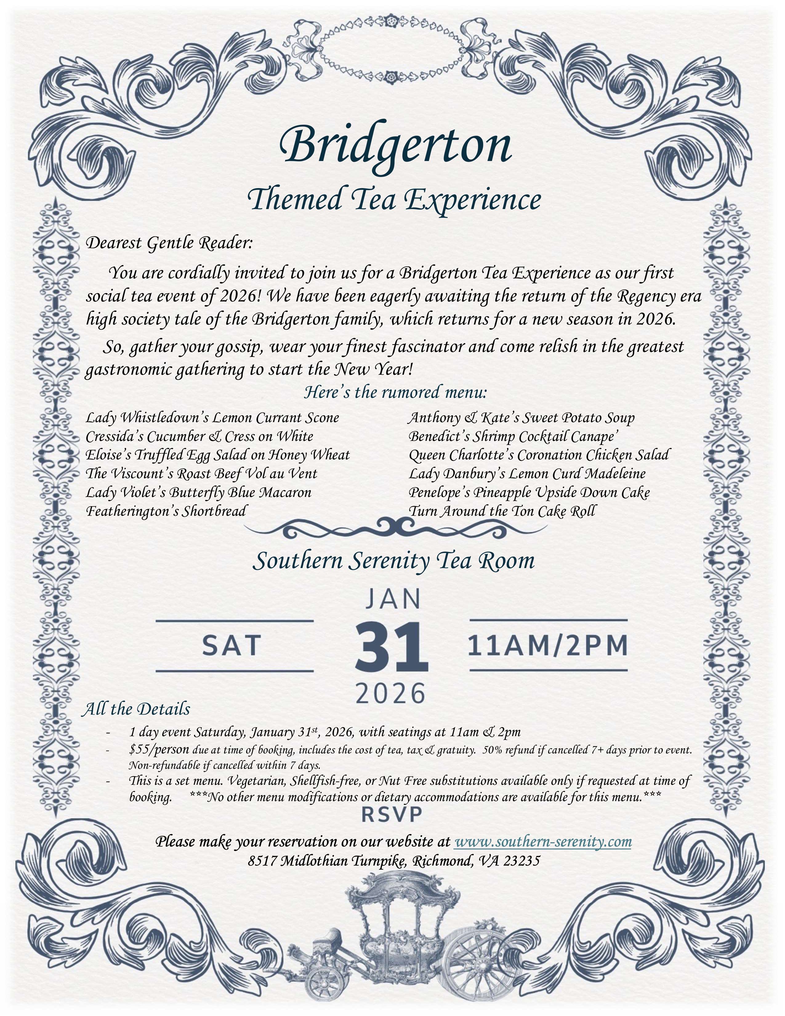 Southern Serenity: A Bridgerton Inspired Afternoon Tea Experience