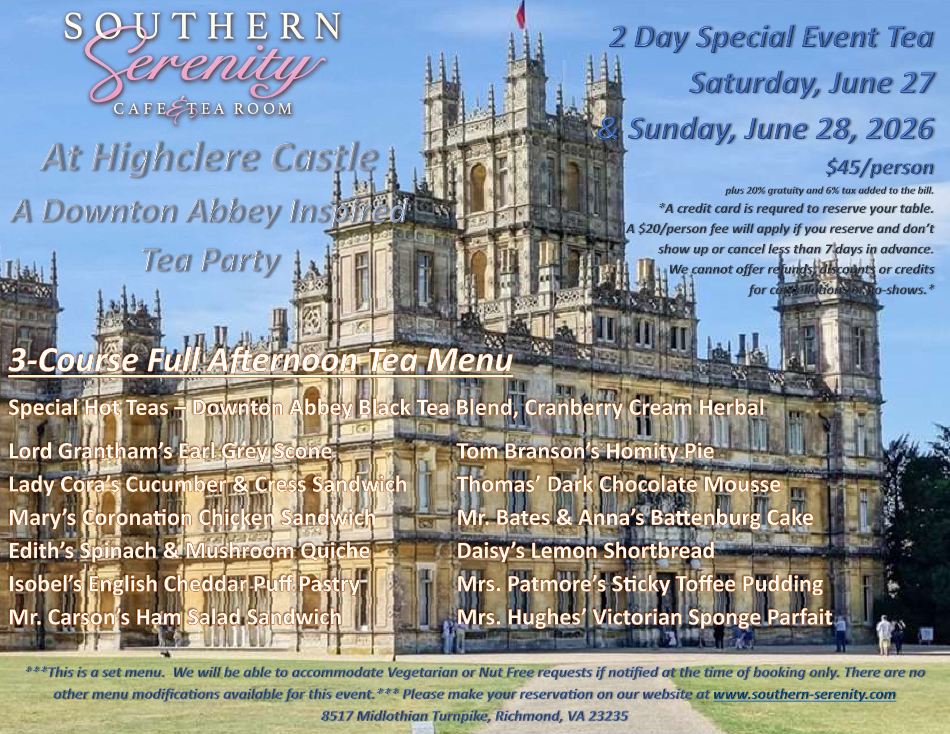 At Highclere Castle - A Downton Abbey Inspired Tea Event Menu 2026
