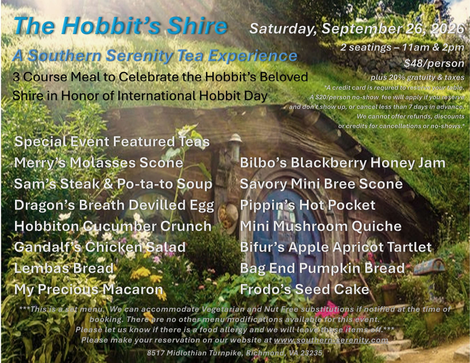 Southern Serenity The Hobbit's Shire Menu 2026